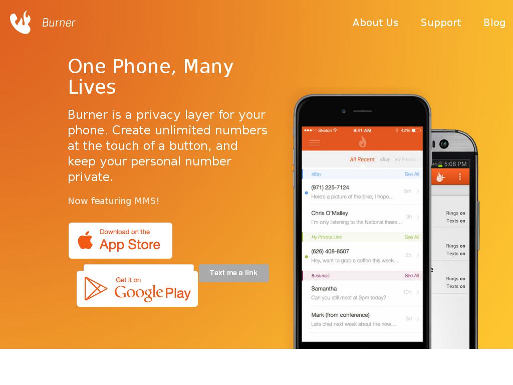 burnerapp.com snapshot