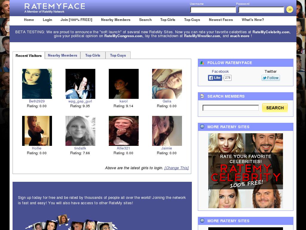 ratemyface.com snapshot